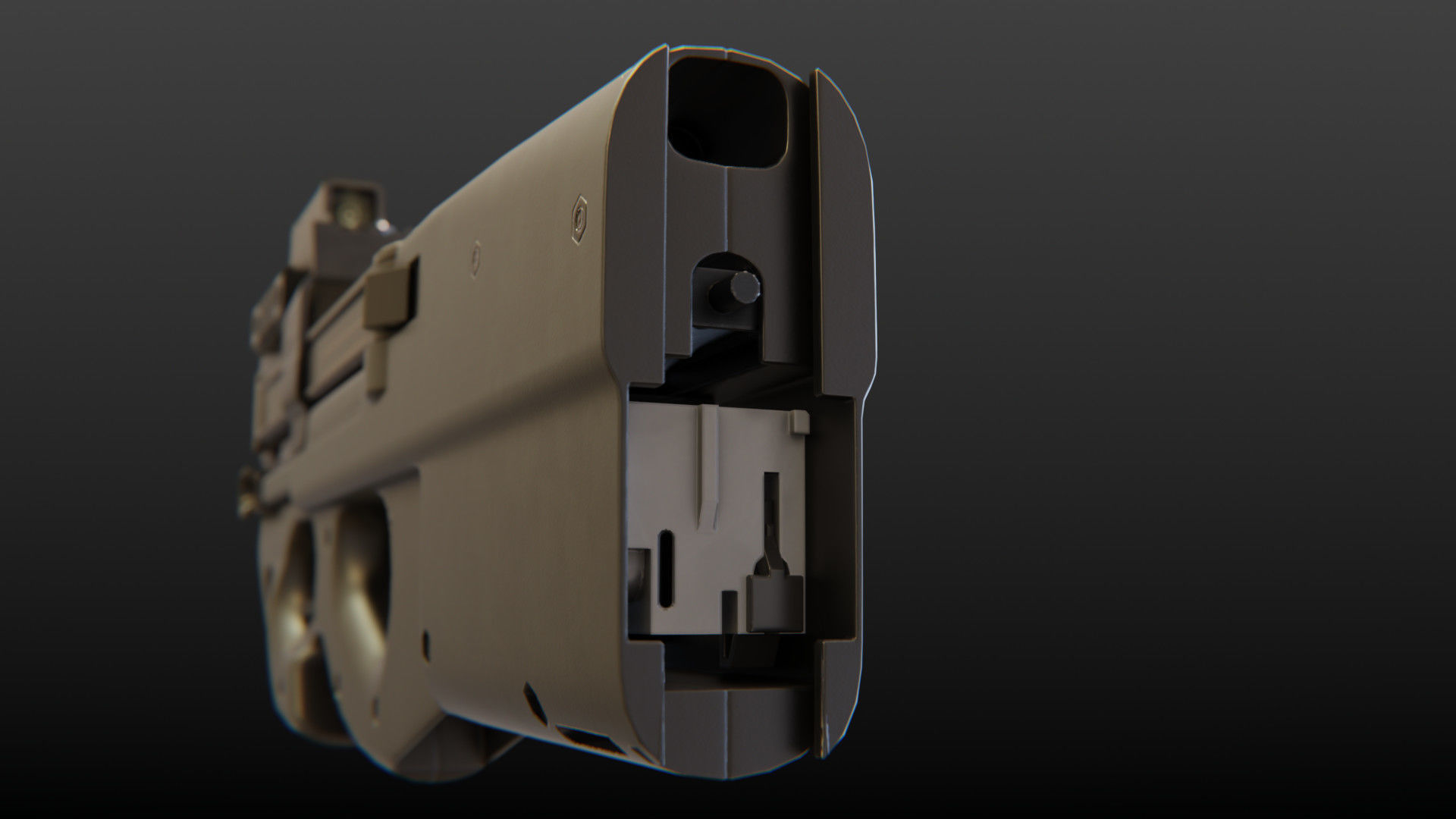 FN P90 Submachine Gun Low-poly 3D model_17