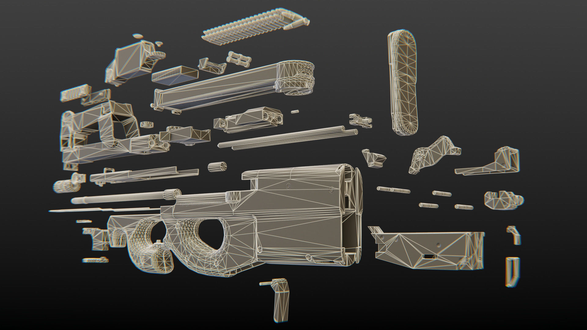 FN P90 Submachine Gun Low-poly 3D model_16