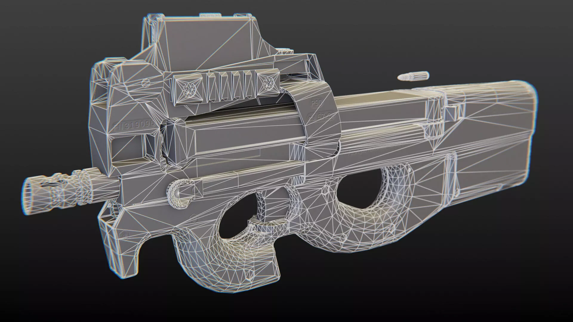 FN P90 Submachine Gun Low-poly 3D model