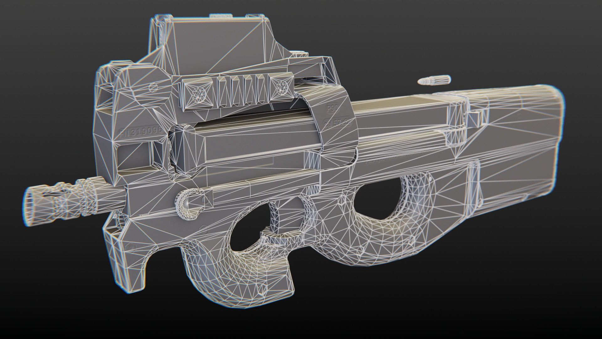 FN P90 Submachine Gun Low-poly 3D model_2
