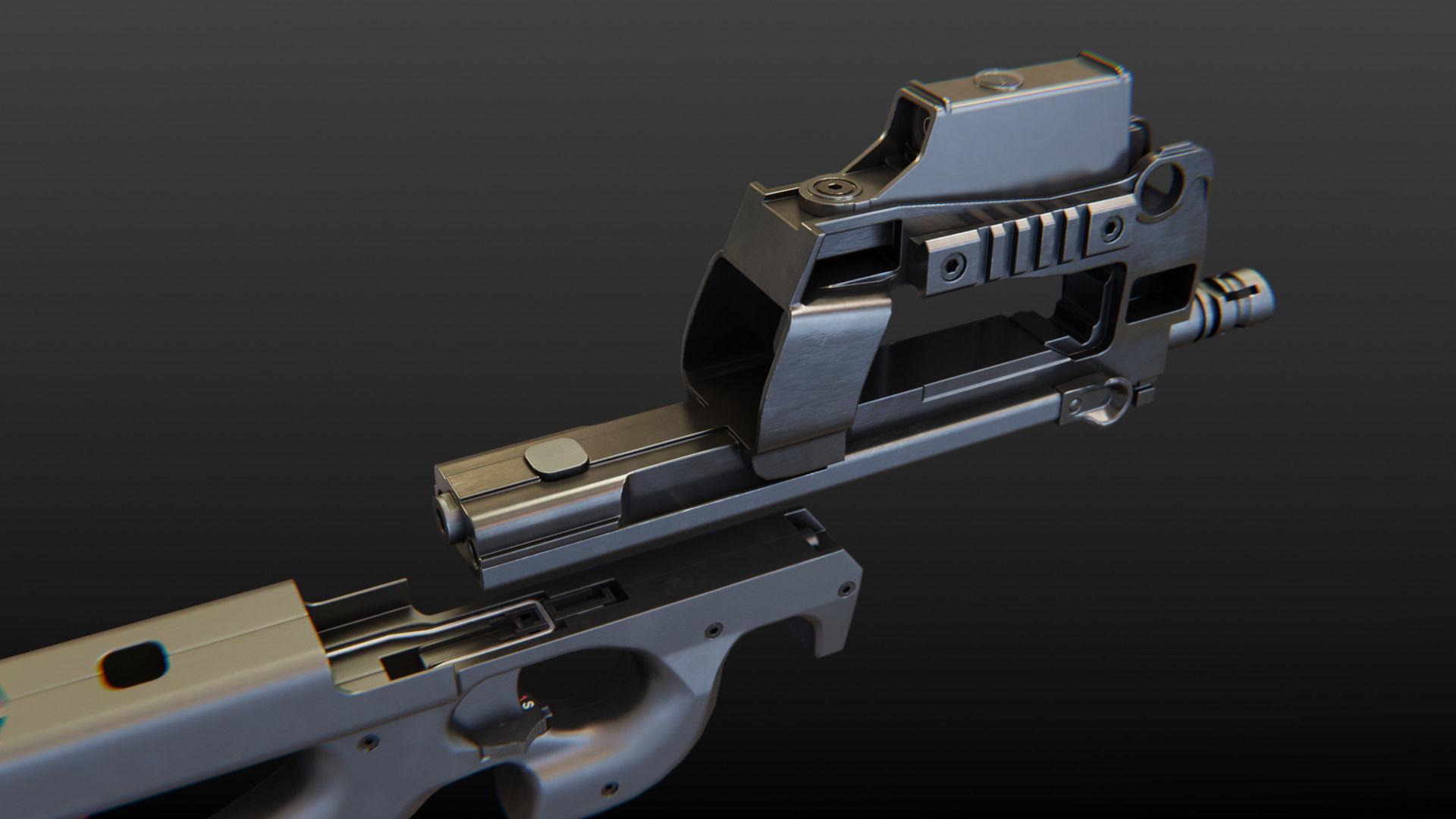 FN P90 Submachine Gun Low-poly 3D model_19
