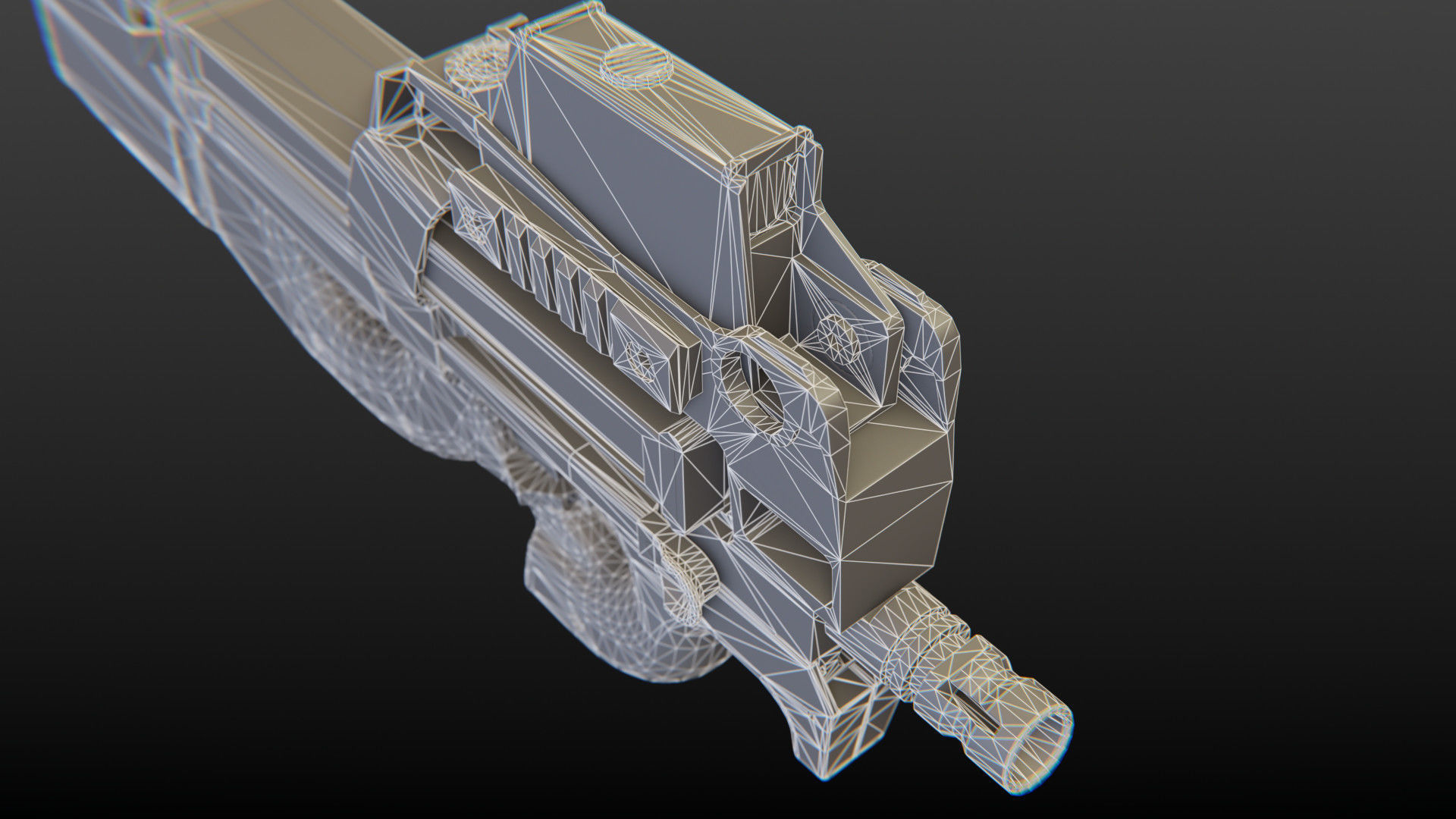 FN P90 Submachine Gun Low-poly 3D model_12