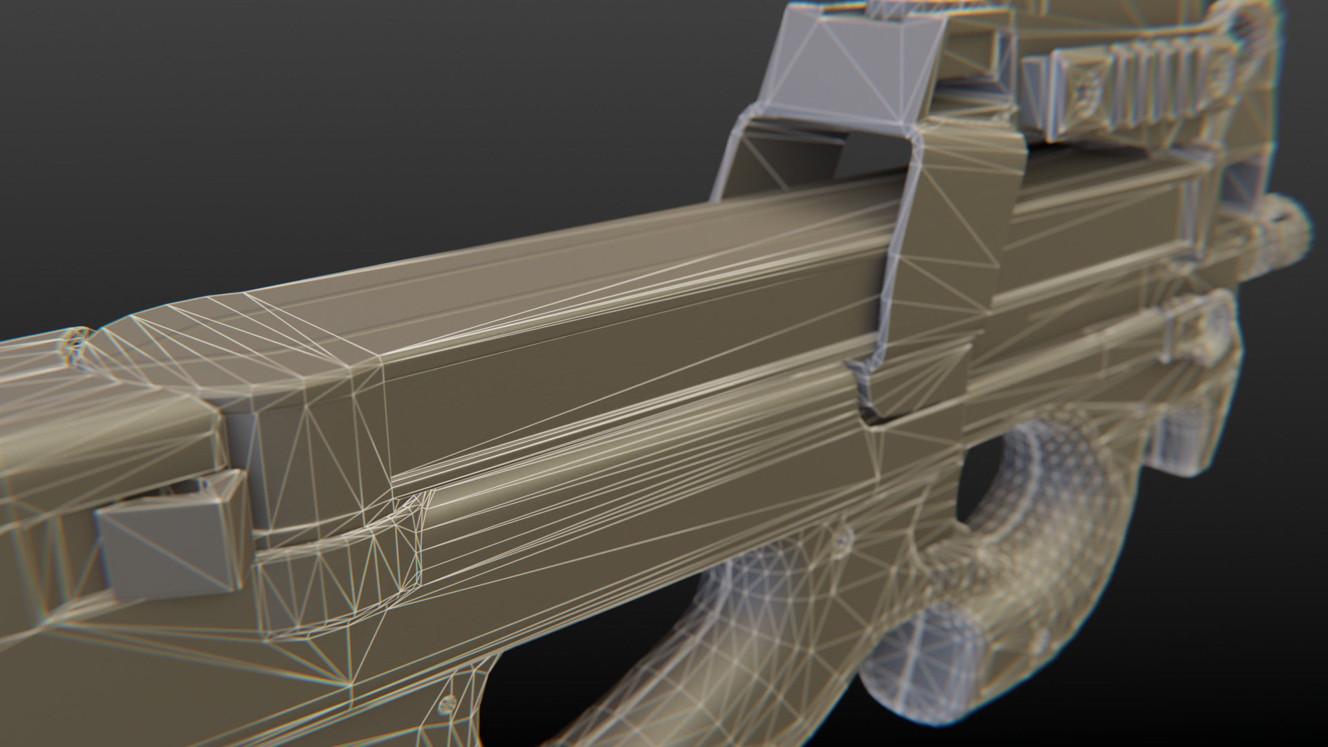 FN P90 Submachine Gun Low-poly 3D model_6