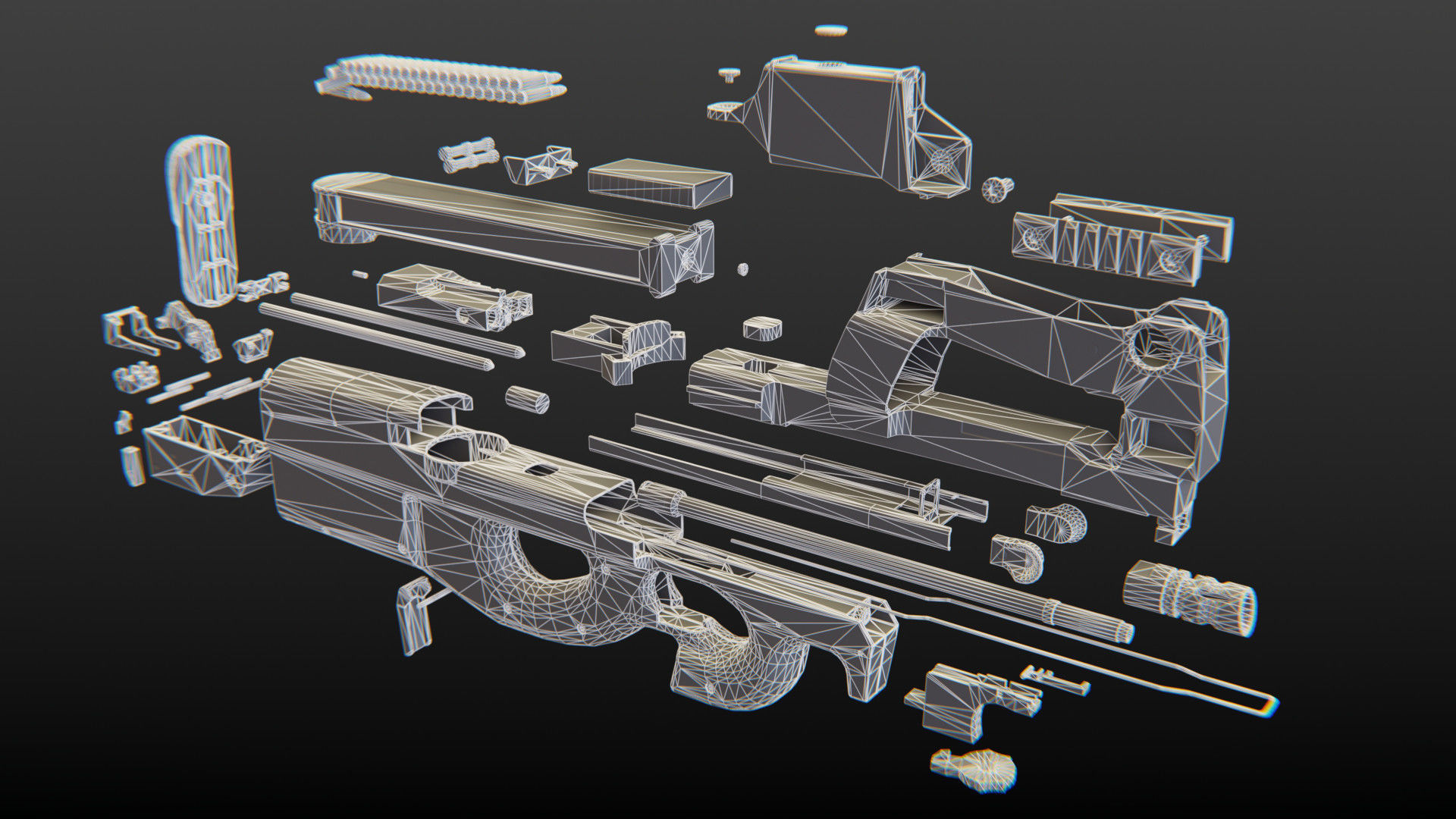 FN P90 Submachine Gun Low-poly 3D model_14