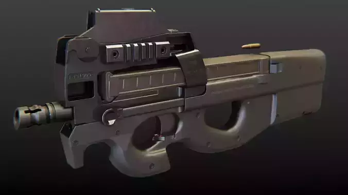 FN P90 Submachine Gun Low-poly 3D model