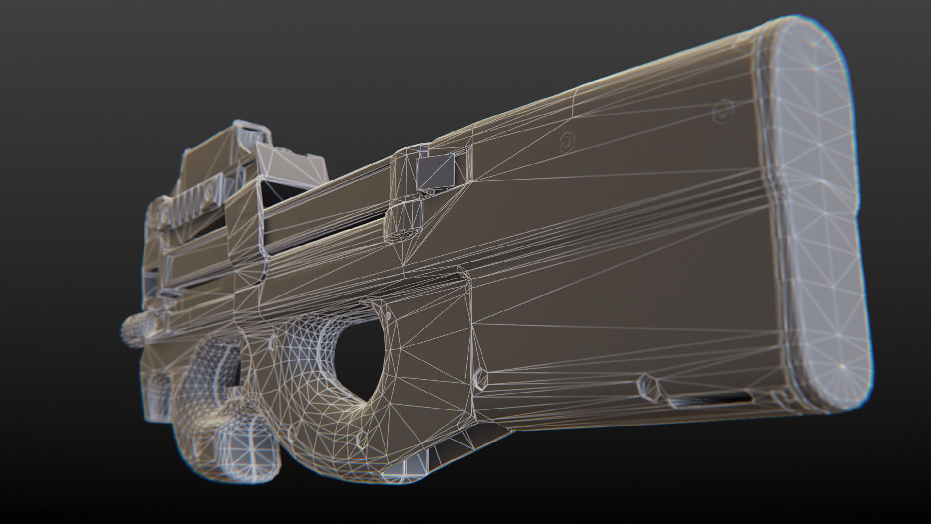 FN P90 Submachine Gun Low-poly 3D model_10