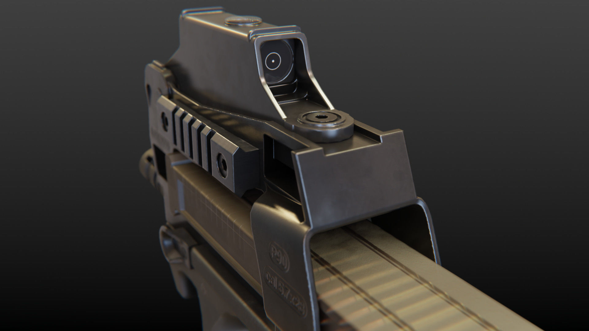 FN P90 Submachine Gun Low-poly 3D model_7