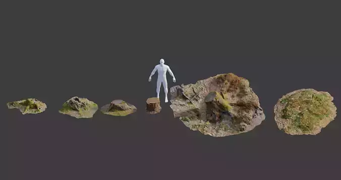 PBR 6x tree stump collection forest dead LOWPOLY