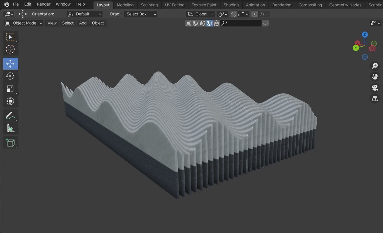 Modern wave  panel wall Futuristic structure Artistic Decoration 3D model_5