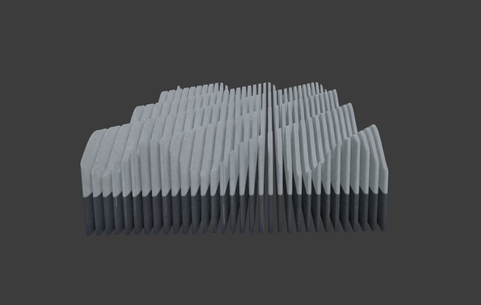 Modern wave  panel wall Futuristic structure Artistic Decoration 3D model_6