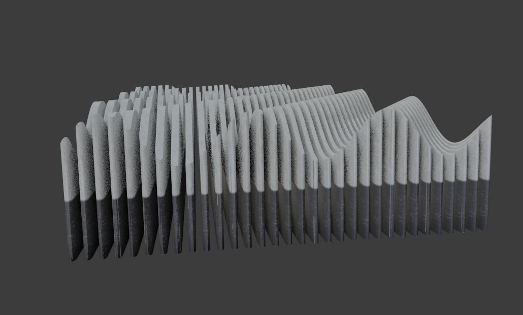 Modern wave  panel wall Futuristic structure Artistic Decoration 3D model_8