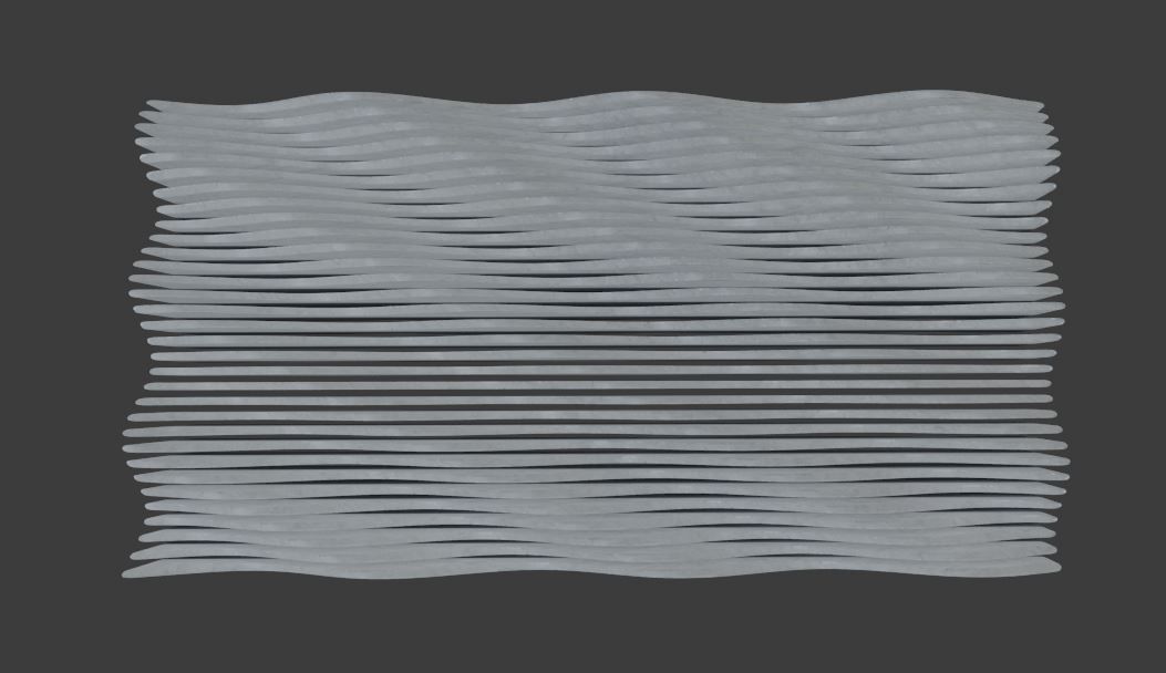 Modern wave  panel wall Futuristic structure Artistic Decoration 3D model_4