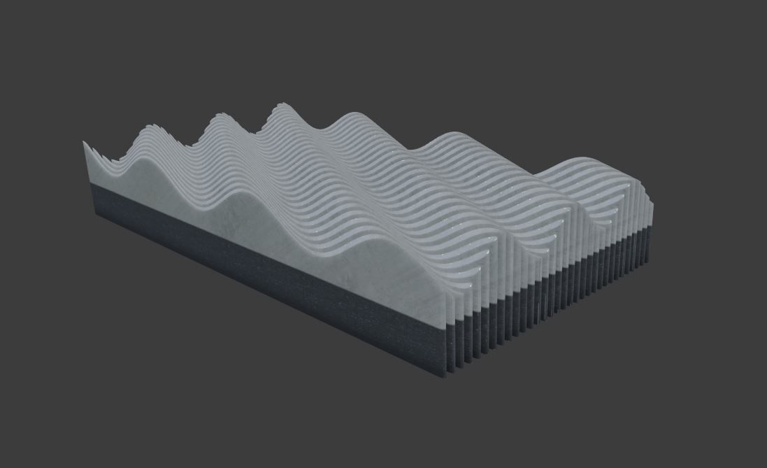 Modern wave  panel wall Futuristic structure Artistic Decoration 3D model_9