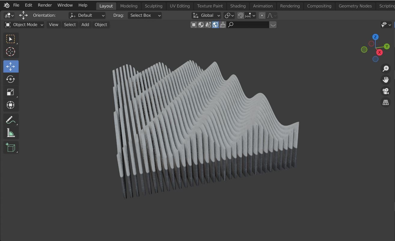 Modern wave  panel wall Futuristic structure Artistic Decoration 3D model_3