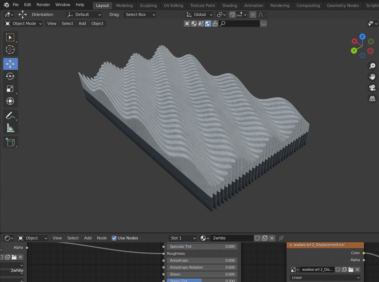 Modern wave  panel wall Futuristic structure Artistic Decoration 3D model_2