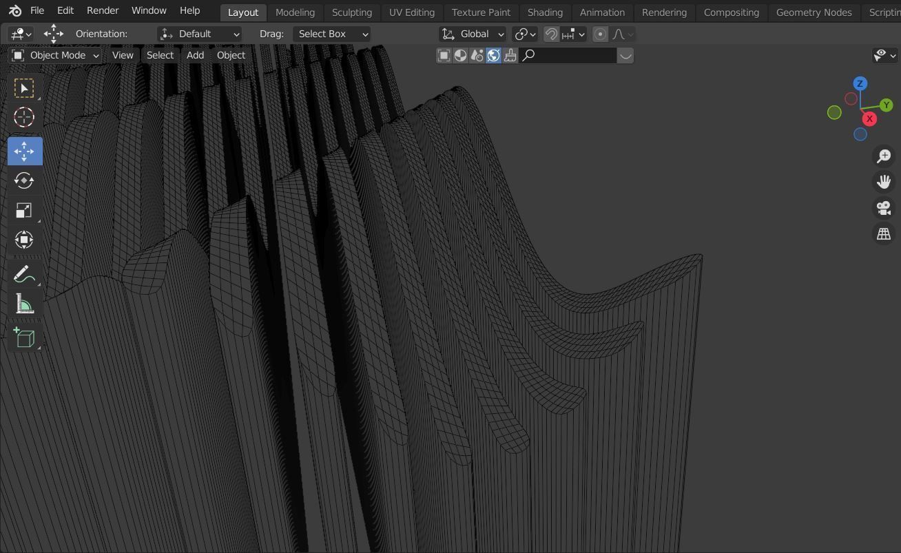 Modern wave  panel wall Futuristic structure Artistic Decoration 3D model_10