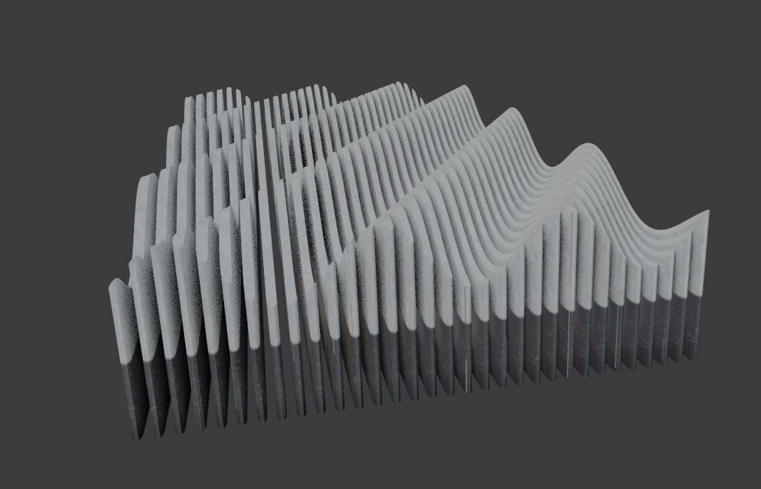 Modern wave  panel wall Futuristic structure Artistic Decoration 3D model_1