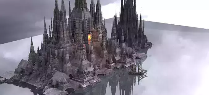 Dark Fantasy Port City 1 3D model