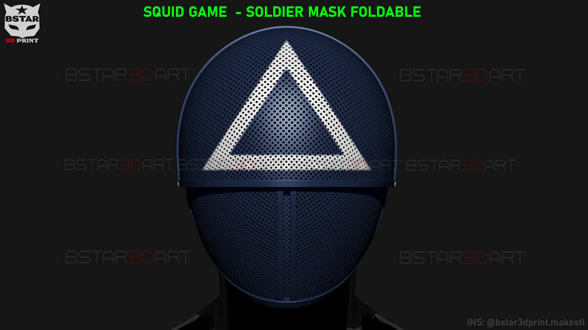 Squid Game Mask - Soldier Mask Foldable-Moveable - With Tutorial 3D print model_26