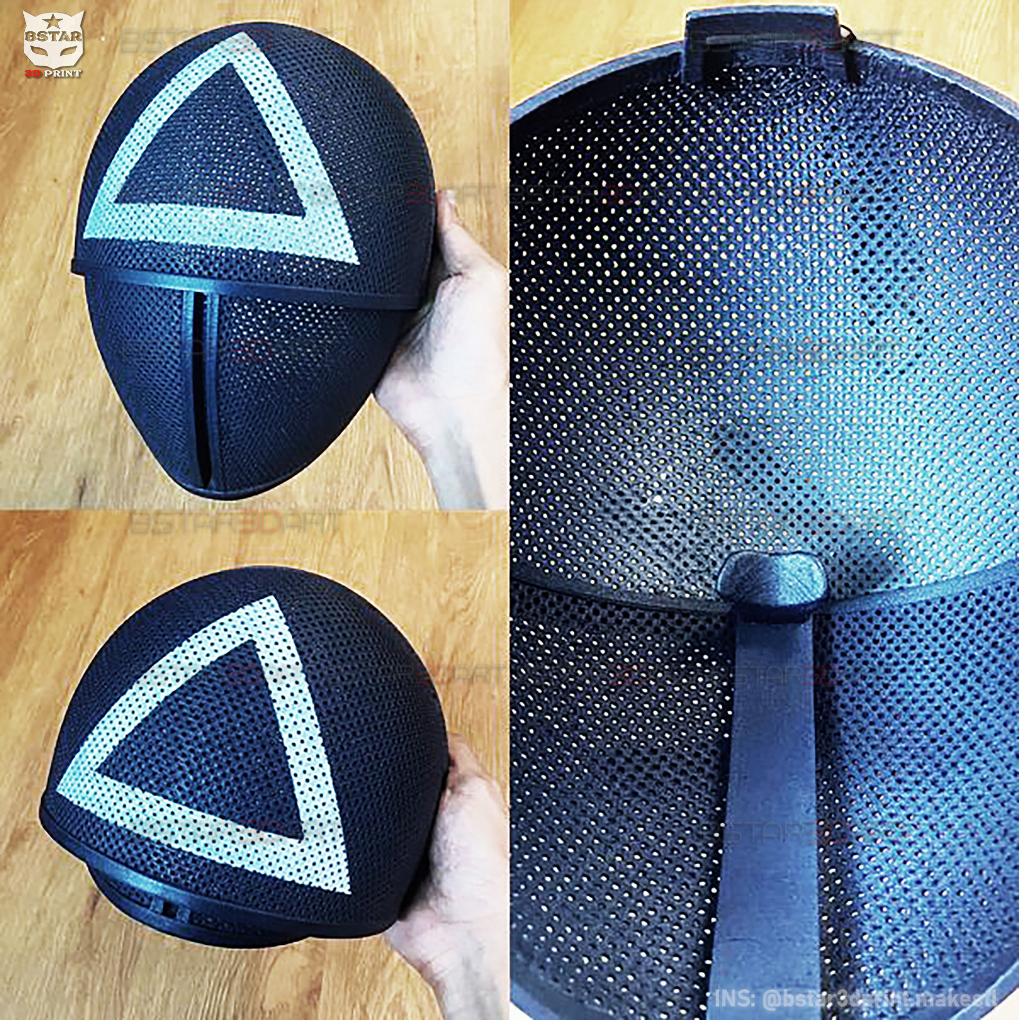 Squid Game Mask - Soldier Mask Foldable-Moveable - With Tutorial 3D print model_8