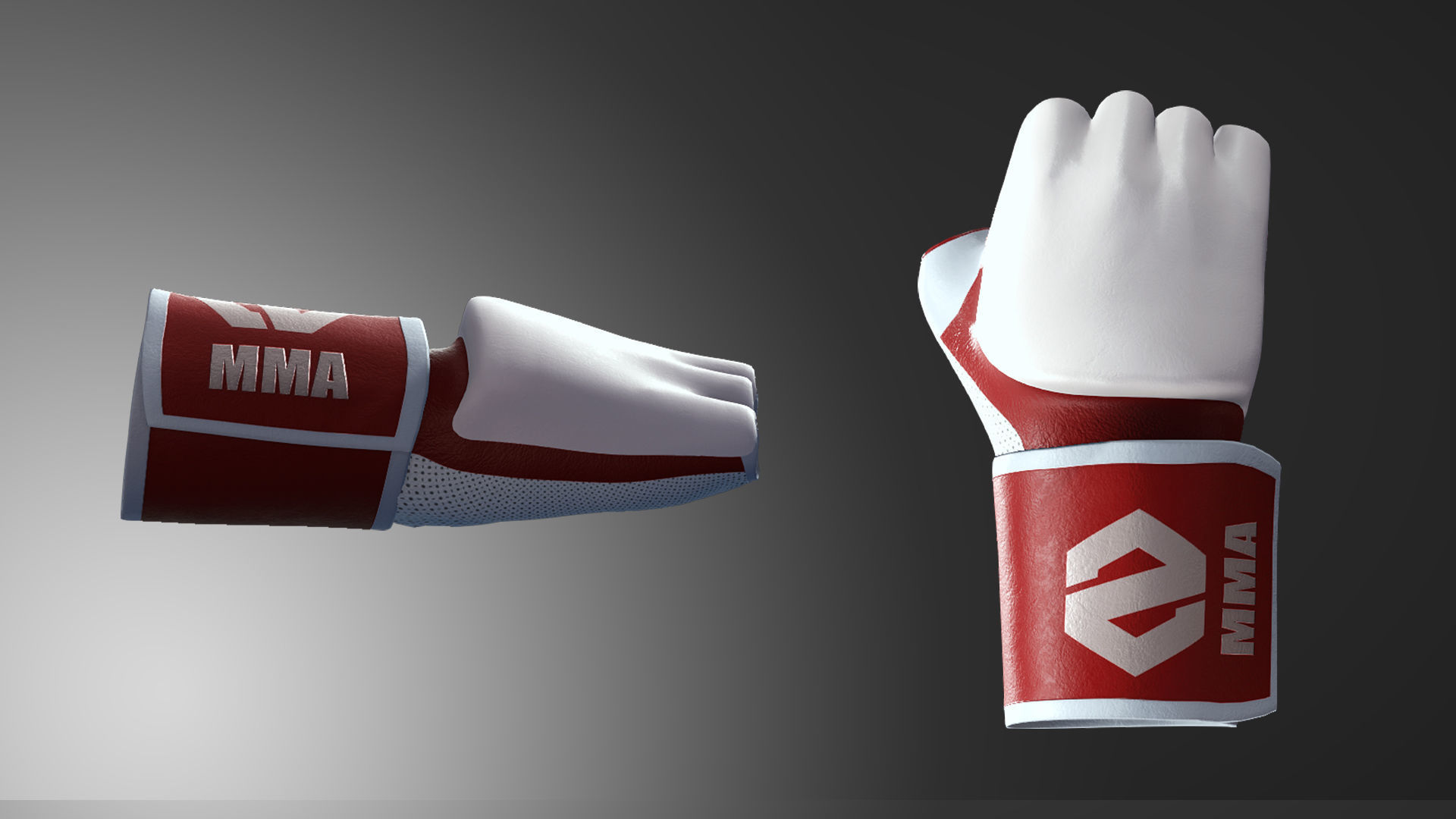 MMA Gloves-2 Low-poly 3D model_1