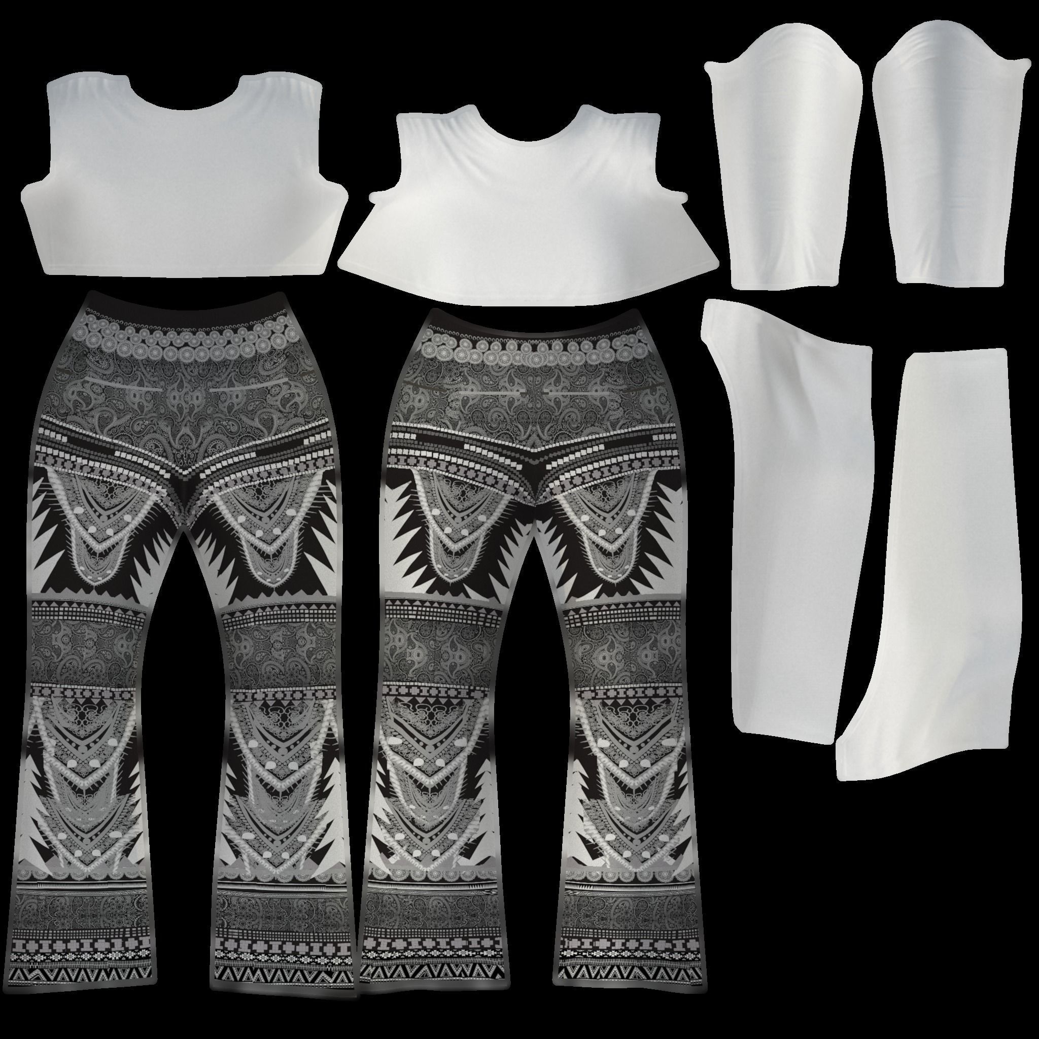 Tail Top and Separatable Leggins Low-poly 3D model_7