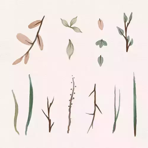 Watercolor leaves Autumn tree handmade design