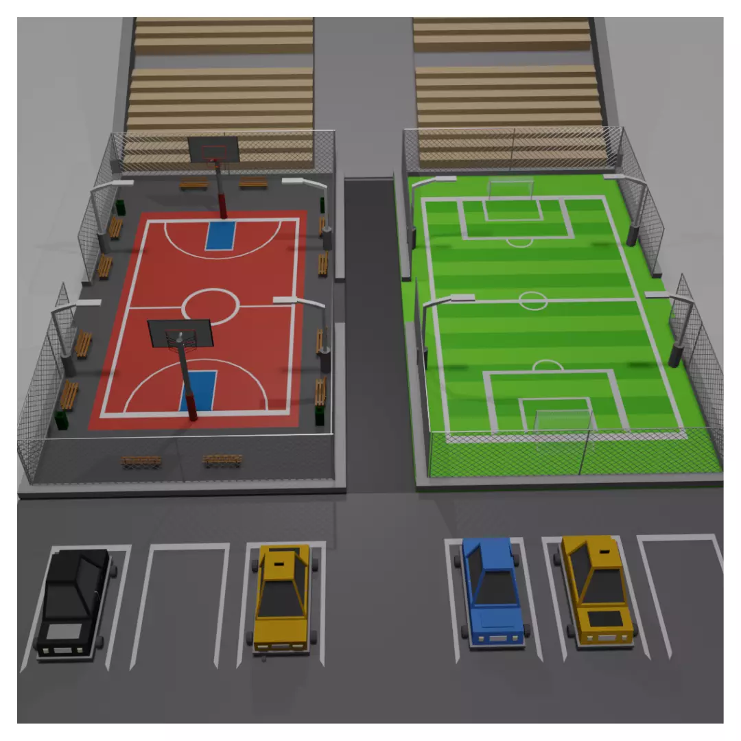 Basket and Football court 3D model_0