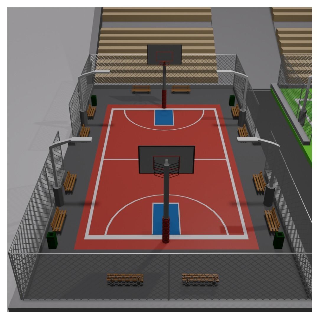 Basket and Football court 3D model_5