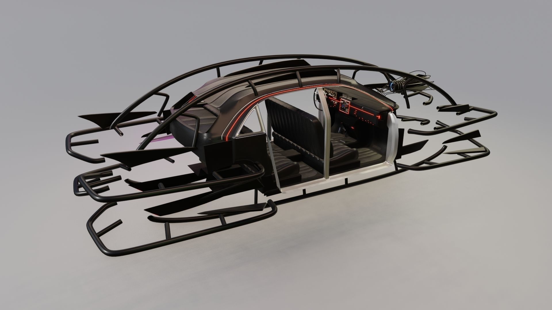 Affekta 300 sci-fi concept cyberpunk oldtimer retro car Low-poly 3D model_25