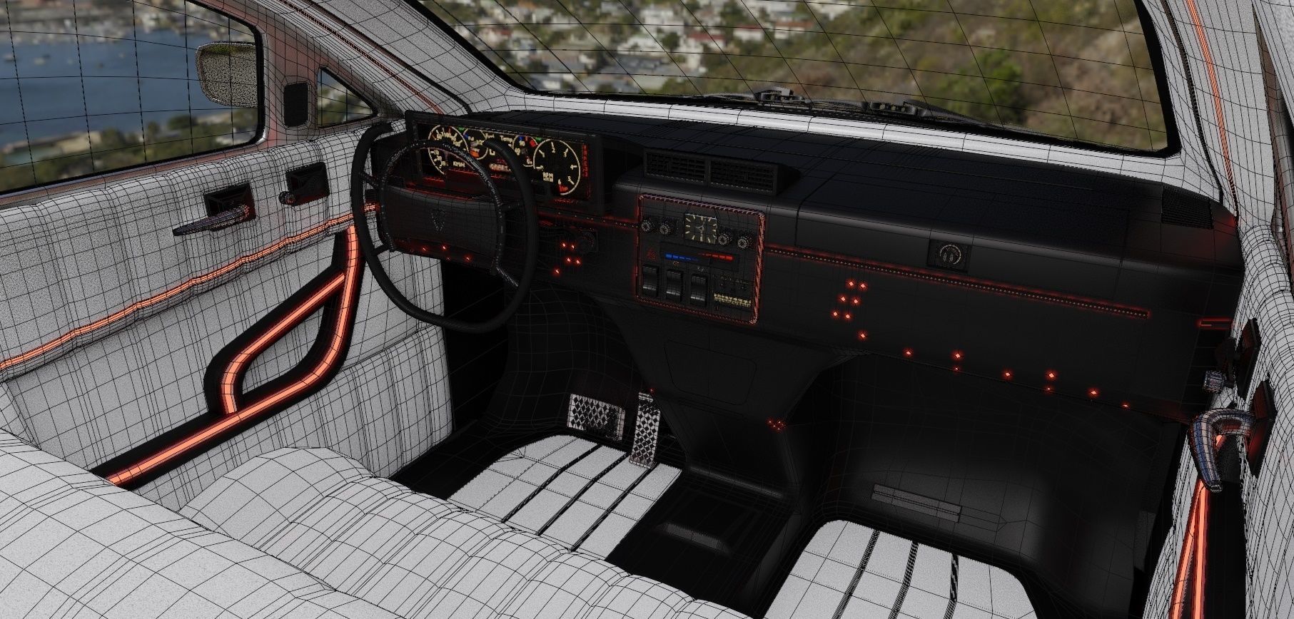 Affekta 300 sci-fi concept cyberpunk oldtimer retro car Low-poly 3D model_23