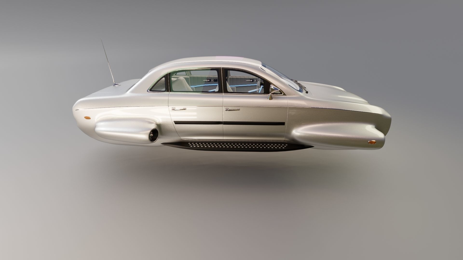 Affekta 300 sci-fi concept cyberpunk oldtimer retro car Low-poly 3D model_12