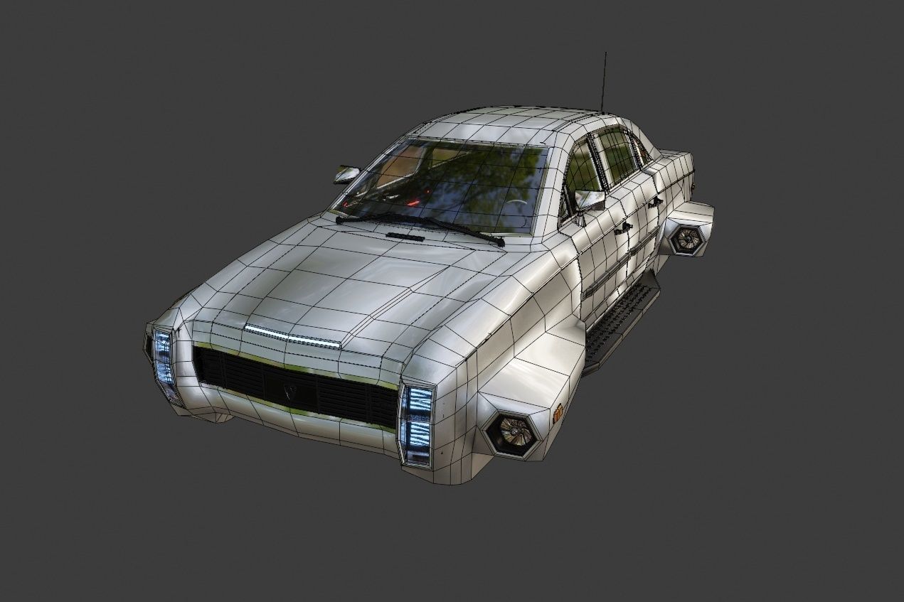 Affekta 300 sci-fi concept cyberpunk oldtimer retro car Low-poly 3D model_19