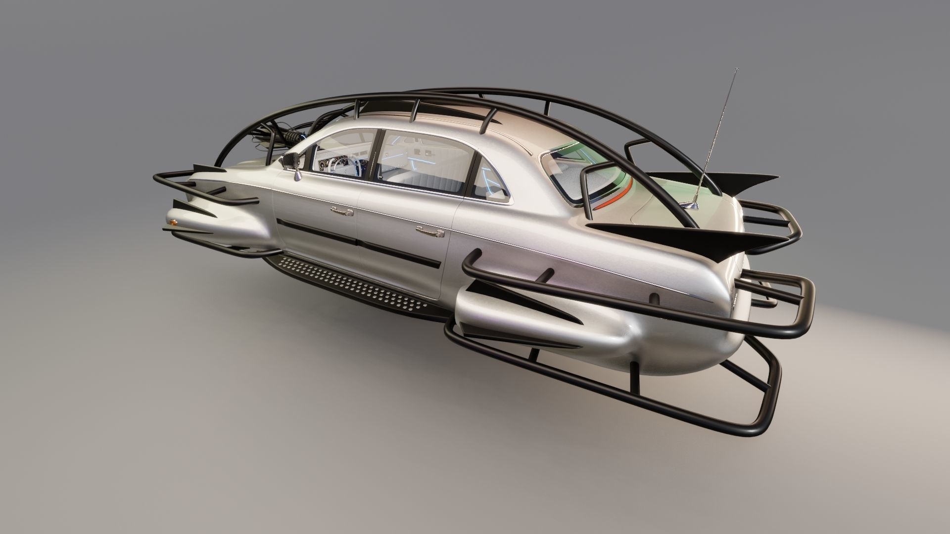 Affekta 300 sci-fi concept cyberpunk oldtimer retro car Low-poly 3D model_7