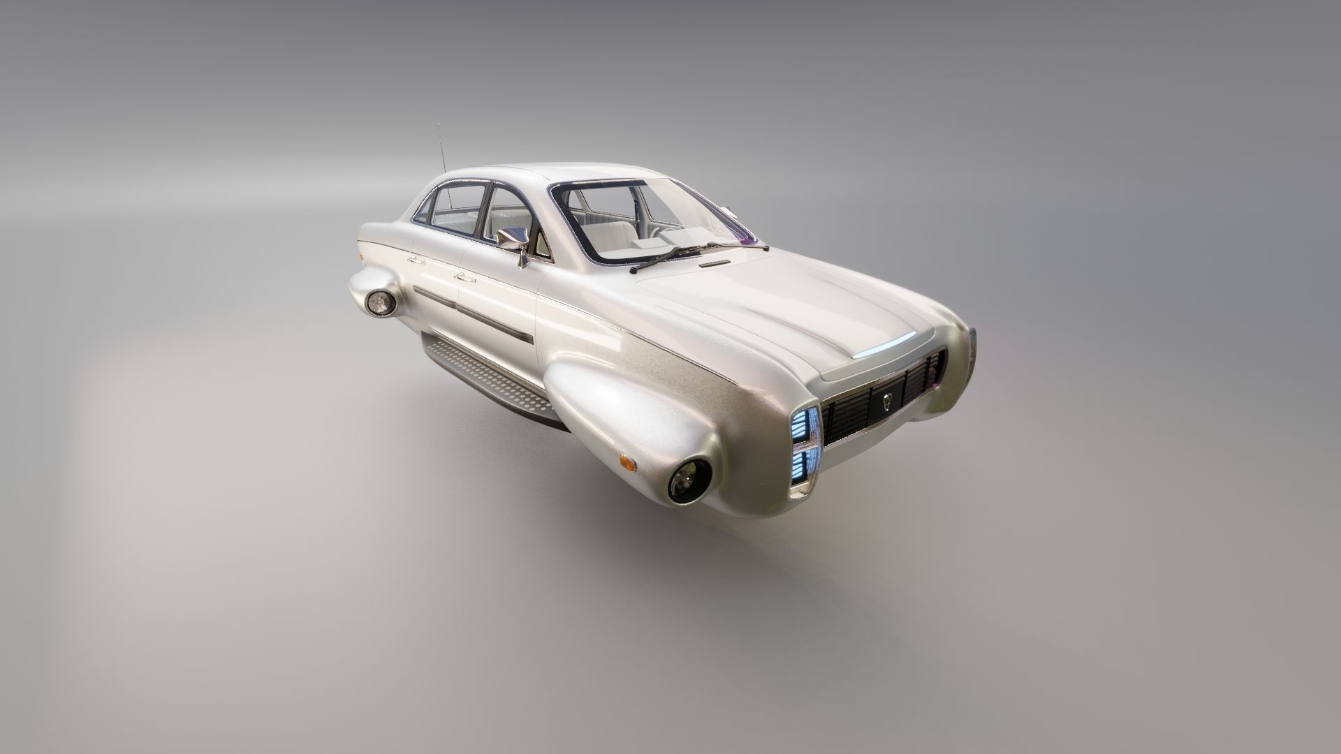 Affekta 300 sci-fi concept cyberpunk oldtimer retro car Low-poly 3D model_6