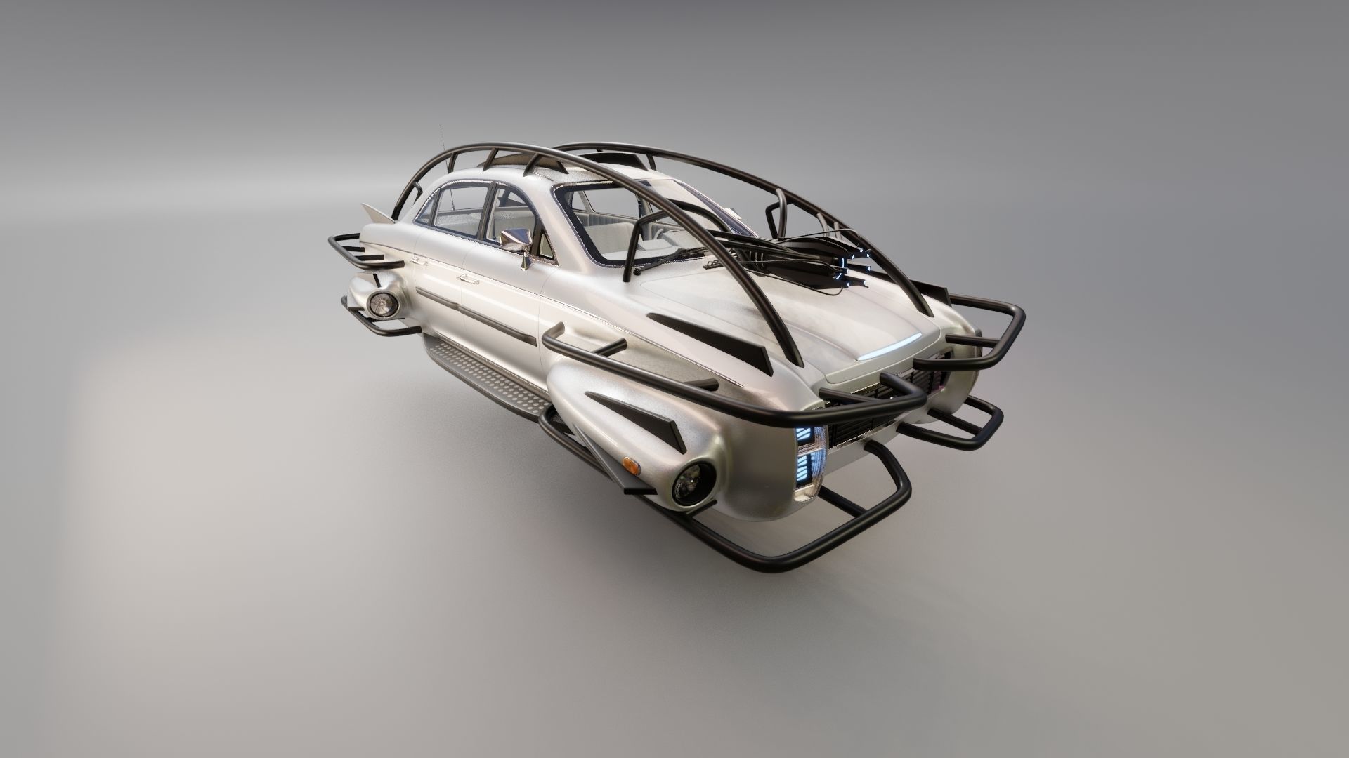 Affekta 300 sci-fi concept cyberpunk oldtimer retro car Low-poly 3D model_2