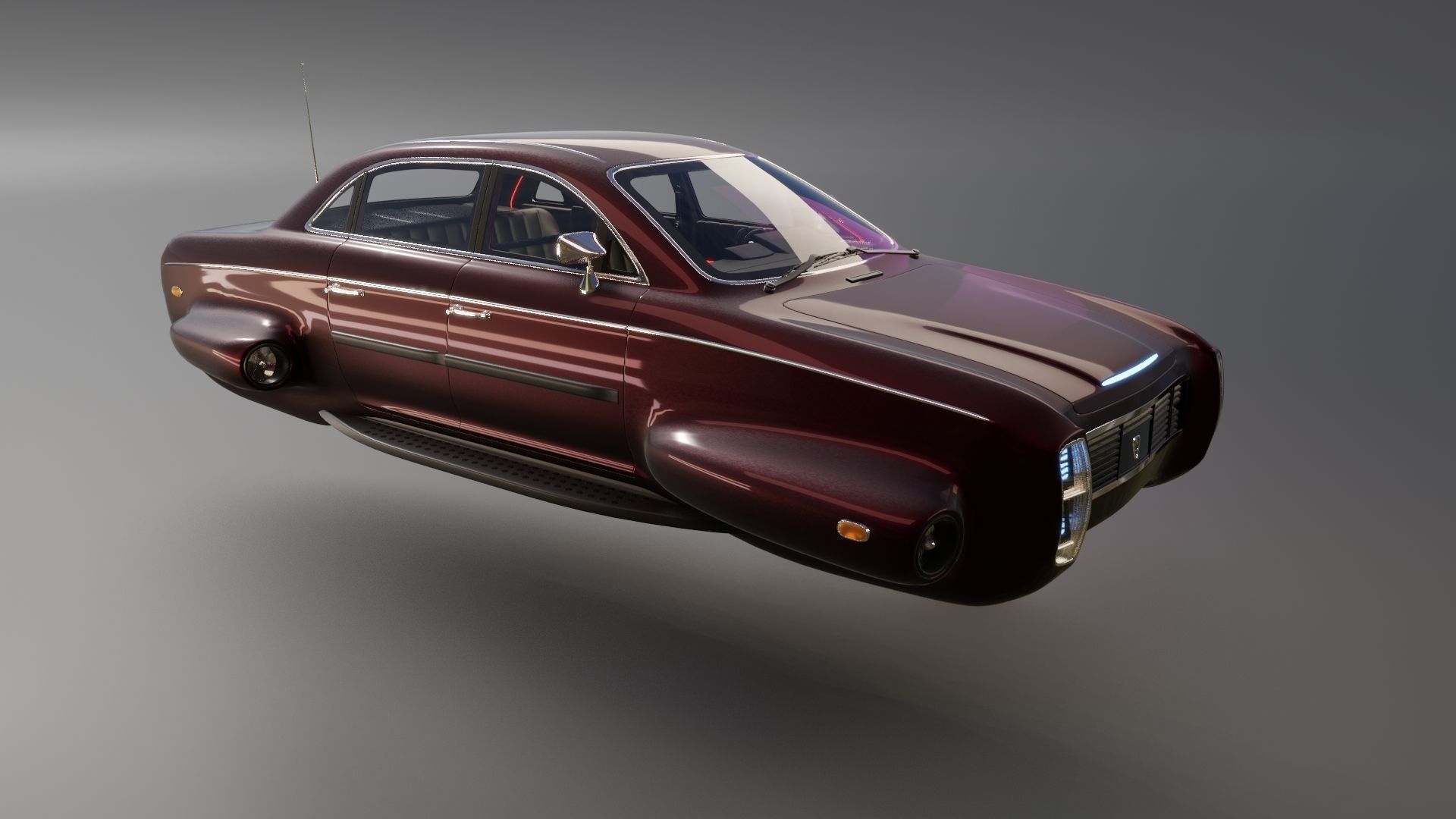 Affekta 300 sci-fi concept cyberpunk oldtimer retro car Low-poly 3D model_3