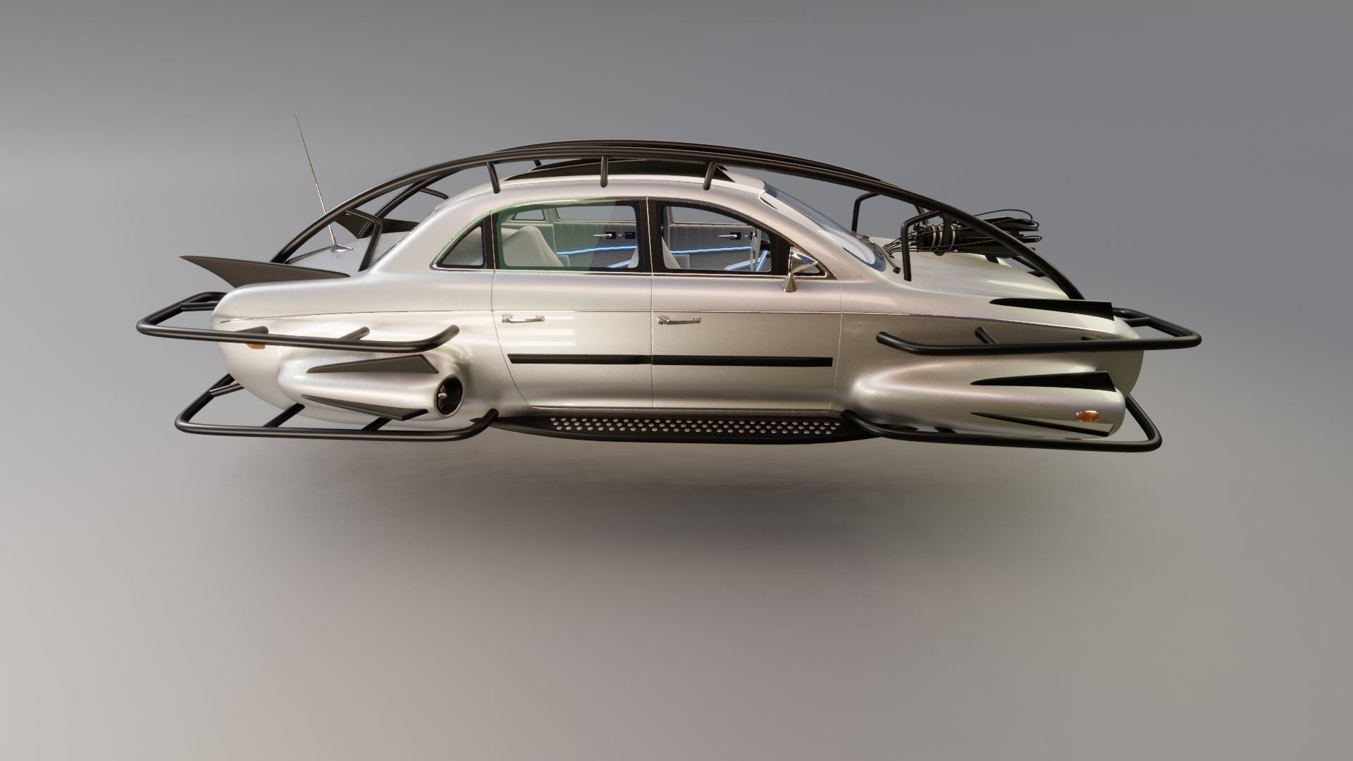 Affekta 300 sci-fi concept cyberpunk oldtimer retro car Low-poly 3D model_11