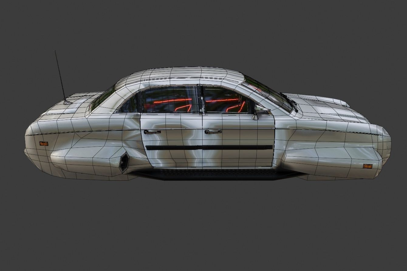 Affekta 300 sci-fi concept cyberpunk oldtimer retro car Low-poly 3D model_16