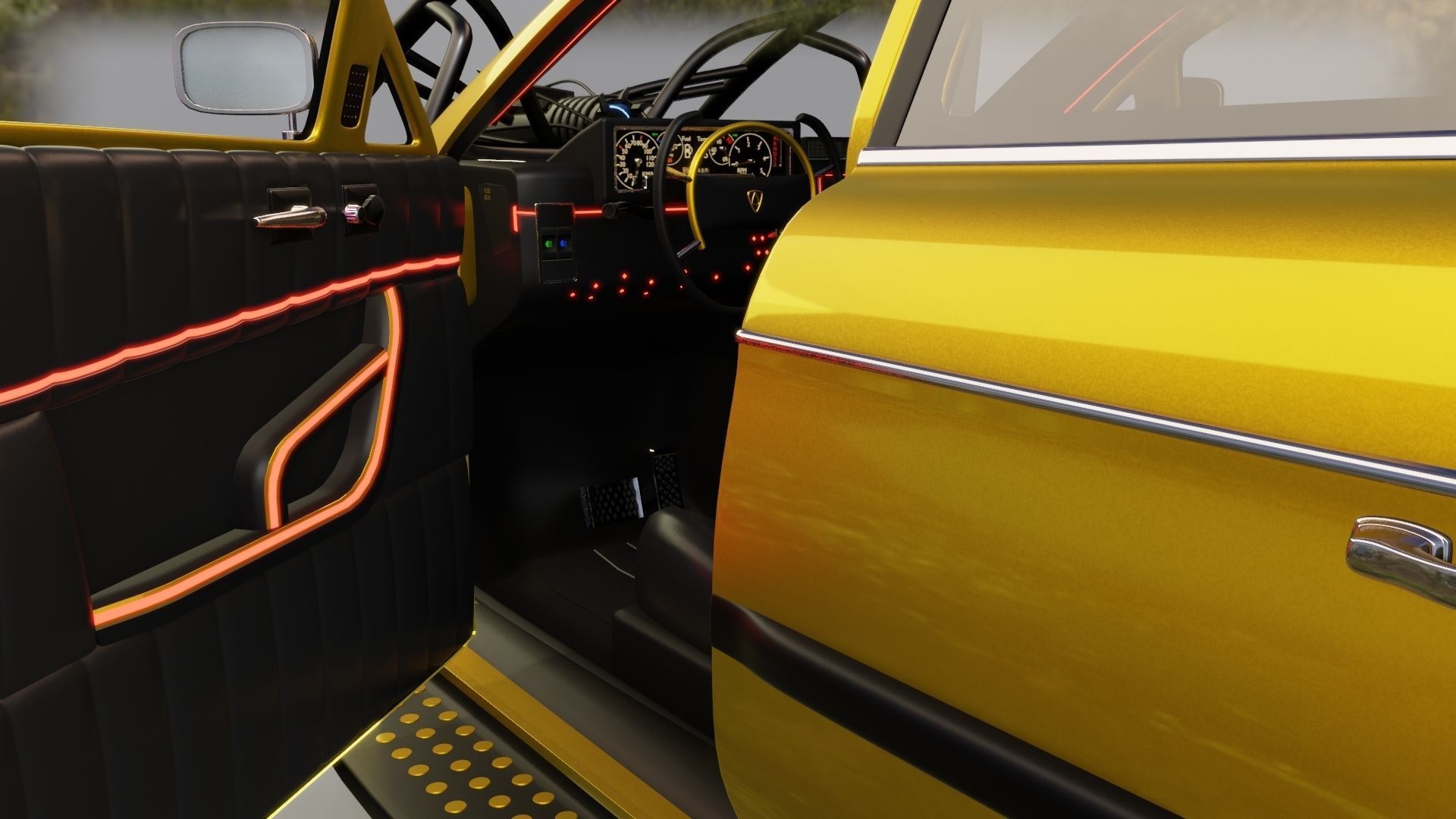 Affekta 300 sci-fi concept cyberpunk oldtimer retro car Low-poly 3D model_14