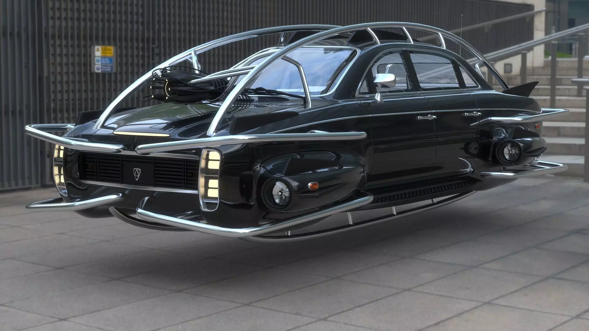 Affekta 300 sci-fi concept cyberpunk oldtimer retro car Low-poly 3D model_0