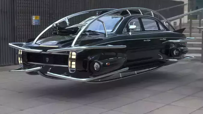 Affekta 300 sci-fi concept cyberpunk oldtimer retro car Low-poly 3D model