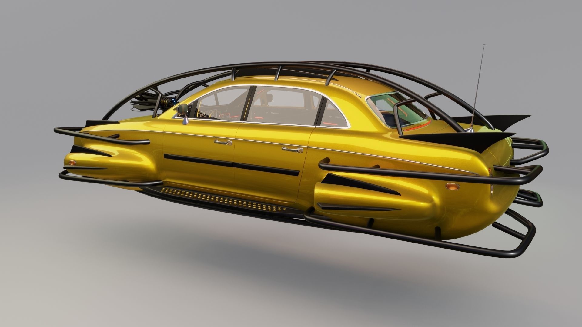 Affekta 300 sci-fi concept cyberpunk oldtimer retro car Low-poly 3D model_15