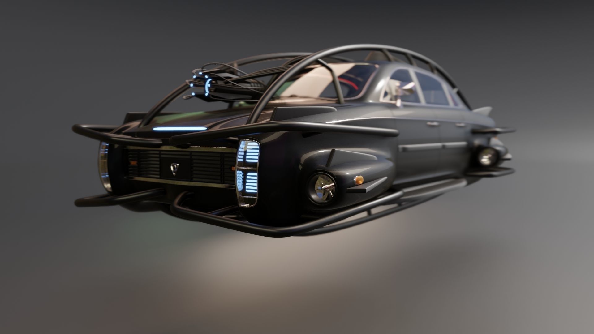 Affekta 300 sci-fi concept cyberpunk oldtimer retro car Low-poly 3D model_8