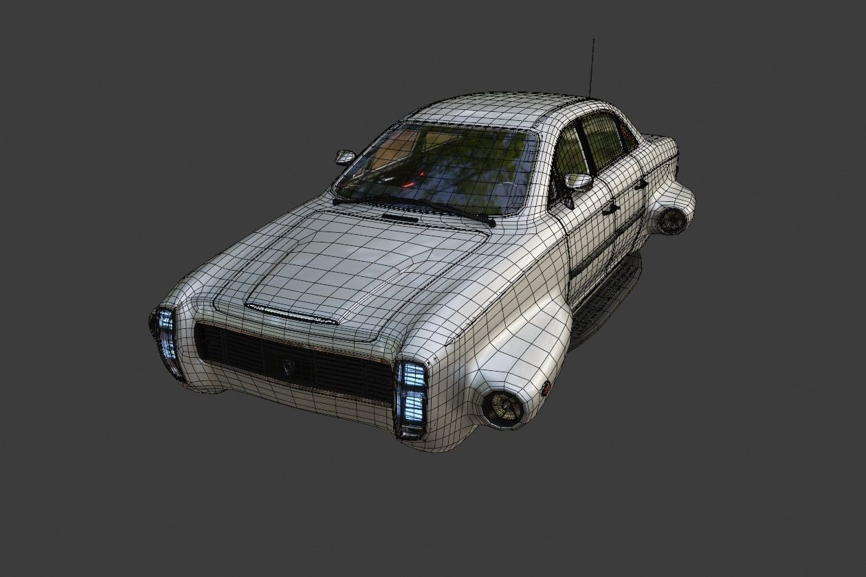Affekta 300 sci-fi concept cyberpunk oldtimer retro car Low-poly 3D model_20