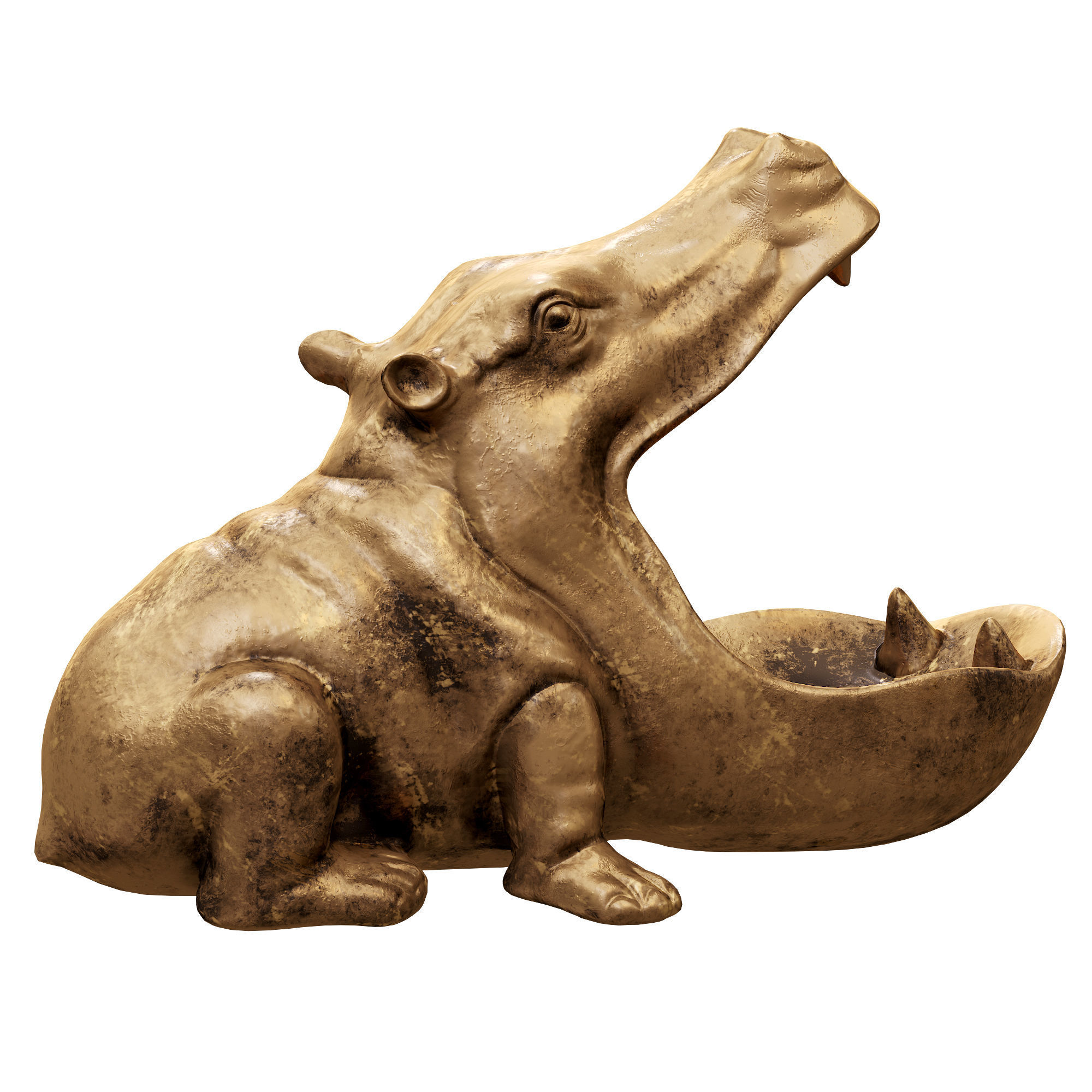 hippo bronze hippopotamus 3D model_5