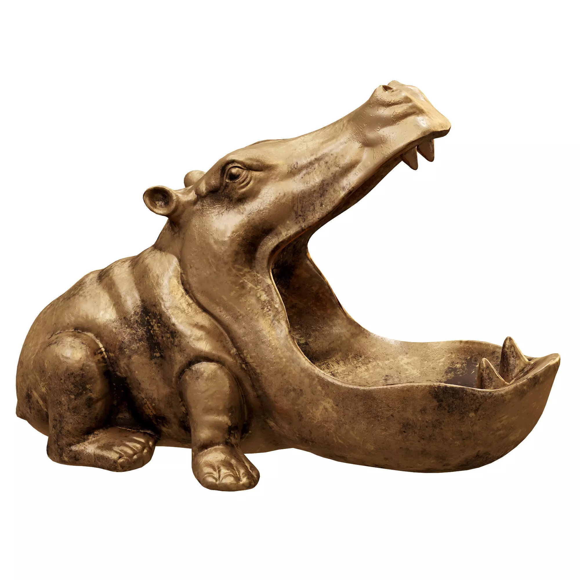 hippo bronze hippopotamus 3D model_0