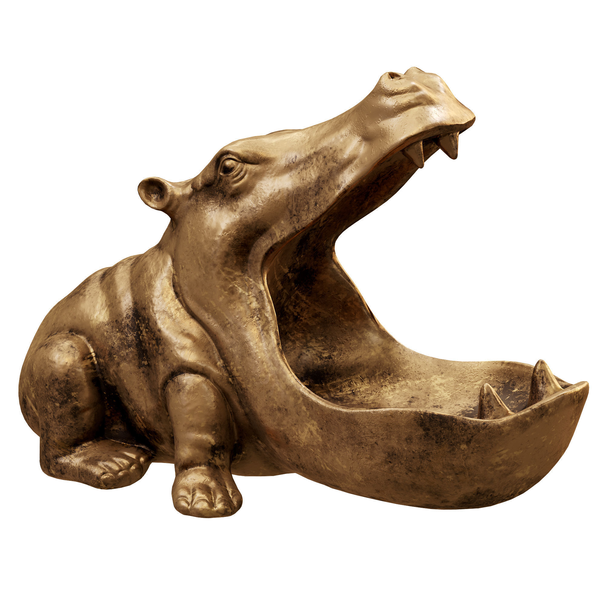 hippo bronze hippopotamus 3D model_4