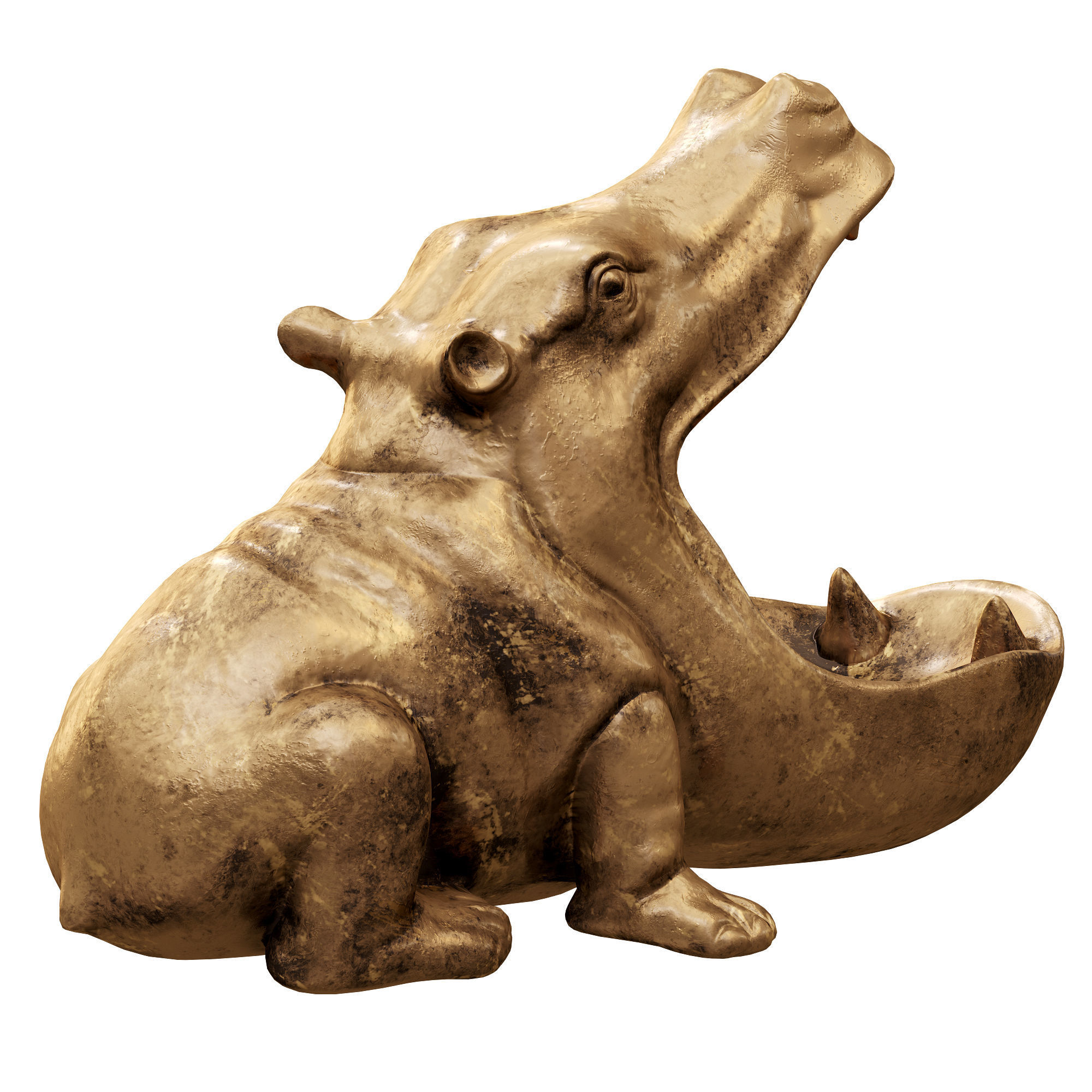 hippo bronze hippopotamus 3D model_1