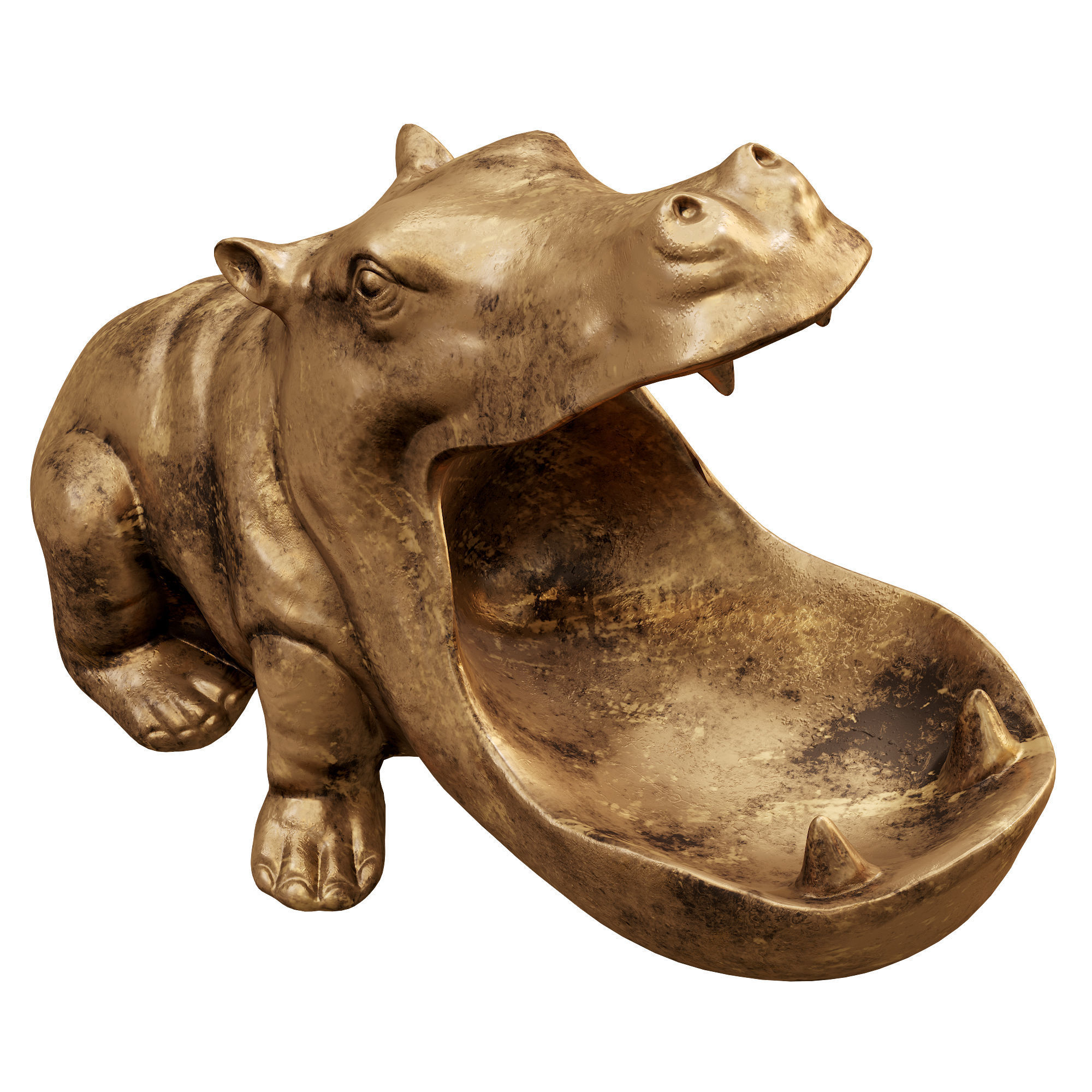 hippo bronze hippopotamus 3D model_6